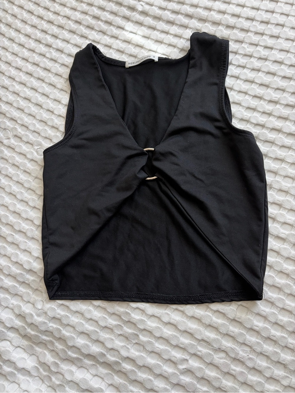 Heritage Black Crop Tank with Front Ring Twist